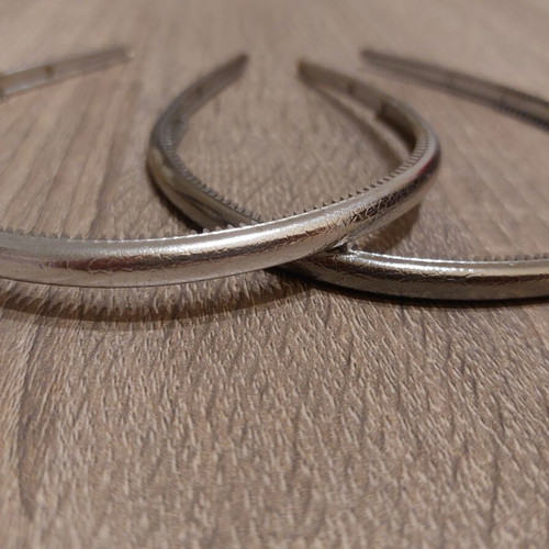 Silver hairbands set, new, plastic with leather-like texture
