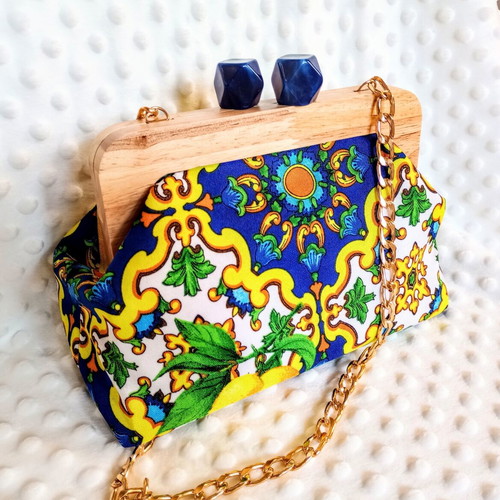 Handmade A To Z Greek shoulder bag two-sided with canvas and mink lining