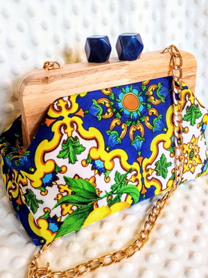 Handmade A To Z Greek shoulder bag two-sided with canvas and mink lining