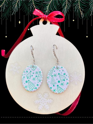 Christmas earrings new, handmade from steel and polymer clay