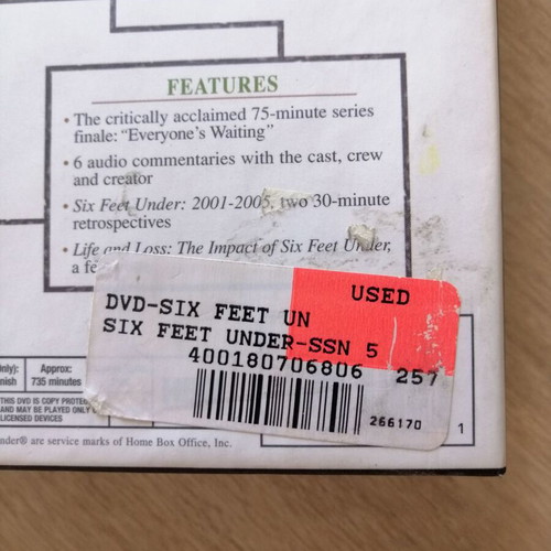 Six Feet Under DVD used, complete fifth season with subtitles