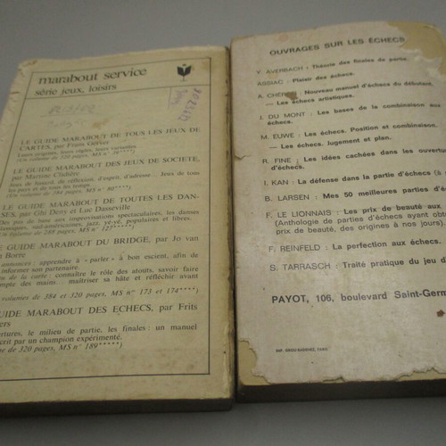 Chess books used, 2 pieces, year 1972, French