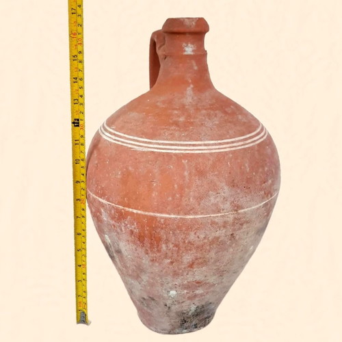 Authentic Refugee Clay Botza 1920 Kavala used, handmade red clay