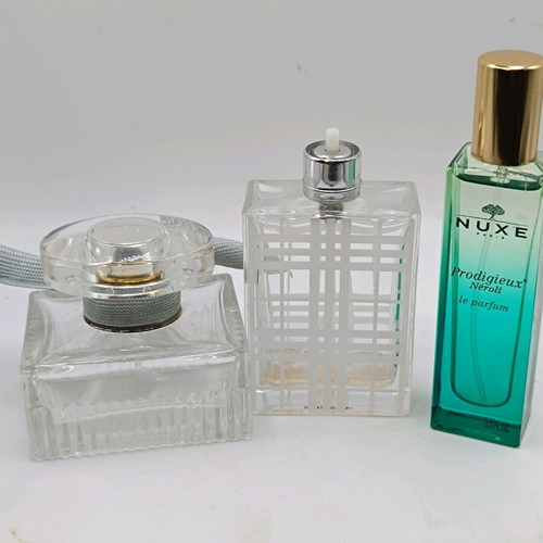 Perfume set used, 7 tester bottles and samples