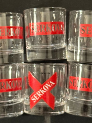 Serkova Vodka collectible shot glasses like new, set of 6