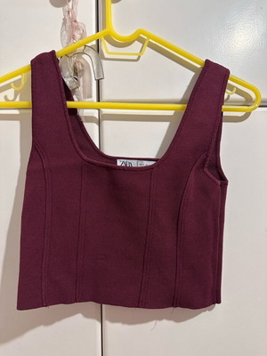 Zara dark red tank top like new, size S