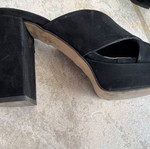 Sante Mules with Thick High Heel in Black Suede Leather