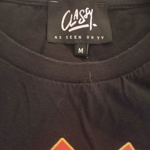 Classy Clothing "Forever" T-shirt with black cat, like new