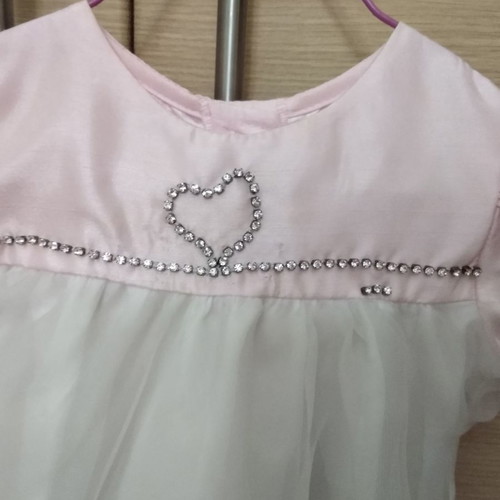Baptism dress used white-pink with rhinestones for 9 months old