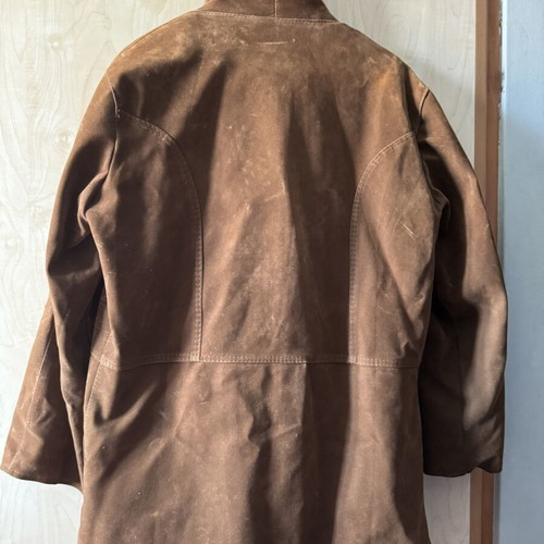 Men's suede jacket with fur lining like new, brown, size L–XL