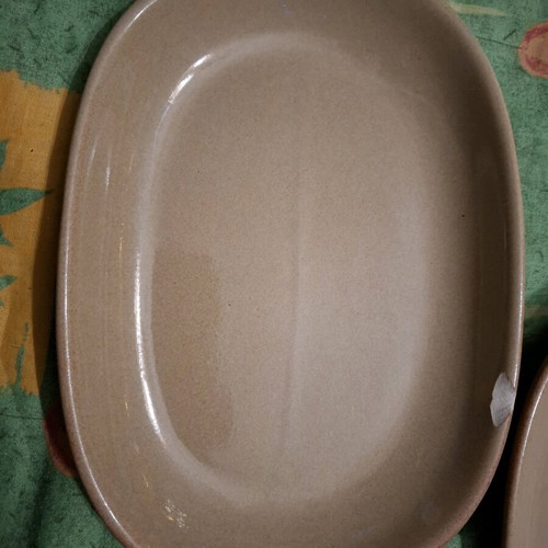 Porcelain plates used, pack of 3, dark beige