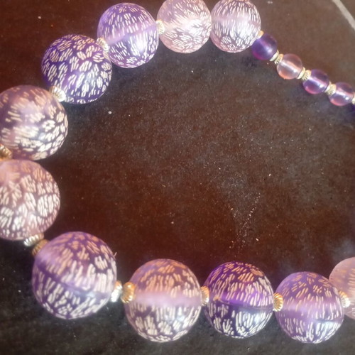 Purple Handmade Necklace like new with unique beads