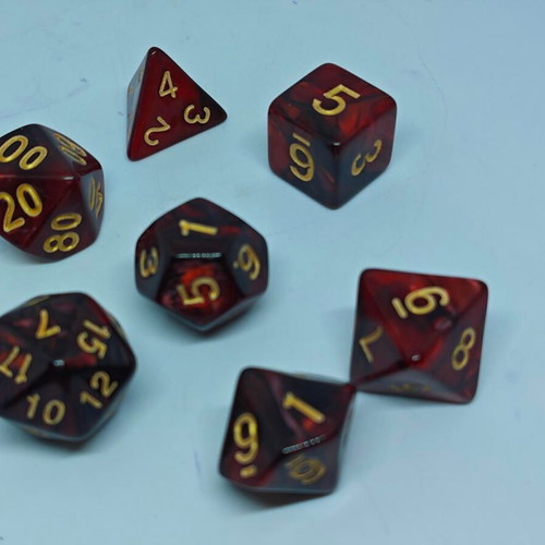 RPG dice set 7 pieces dark burgundy swirl color like new