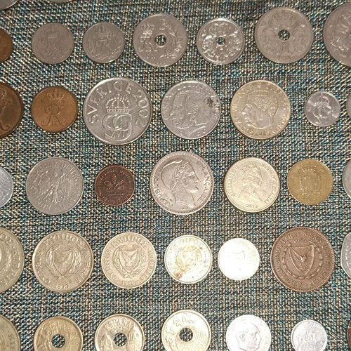 Collection of 45 used European coins, all different
