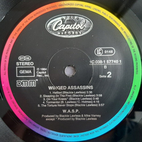 W.A.S.P. Winged Assasins vinyl record used, metal