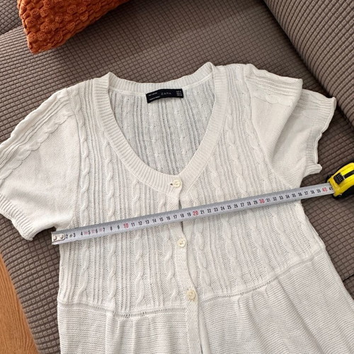 Zara knitted long cardigan used, white, size M