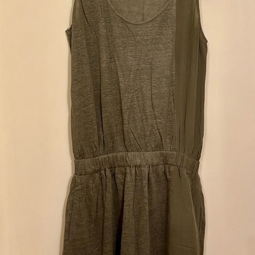 Stefanel dress used, XS, grey-olive, linen and silk