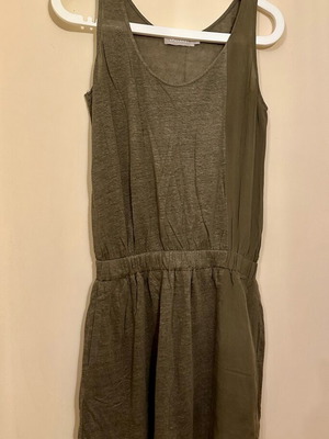 Stefanel dress used, XS, grey-olive, linen and silk