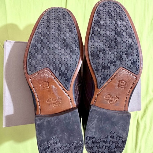 Clarks men's casual leather shoes, brown, size 44