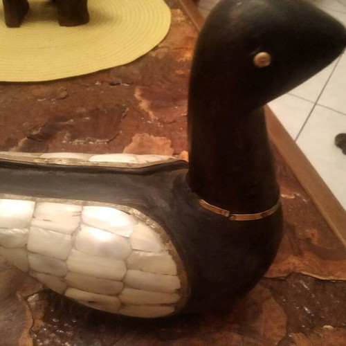 Decorative duck set of 5 with mother-of-pearl and bronze new