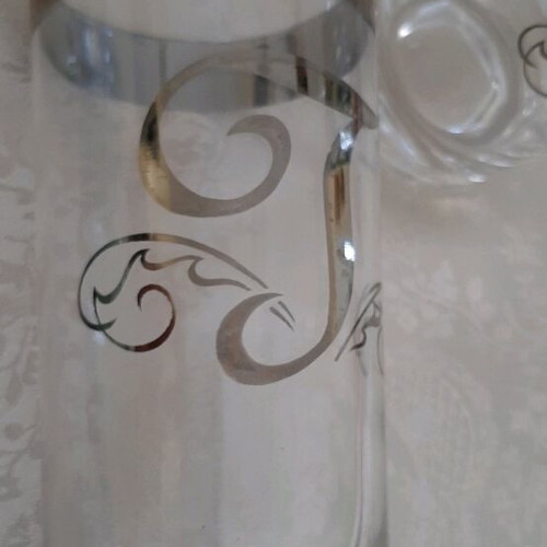 Water glasses used with monogram T, set of 7, silver