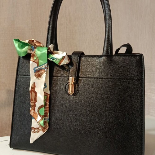 Women's shoulder bag new, black, with three large compartments