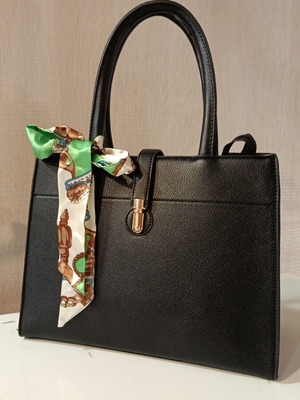 Women's shoulder bag new, black, with three large compartments