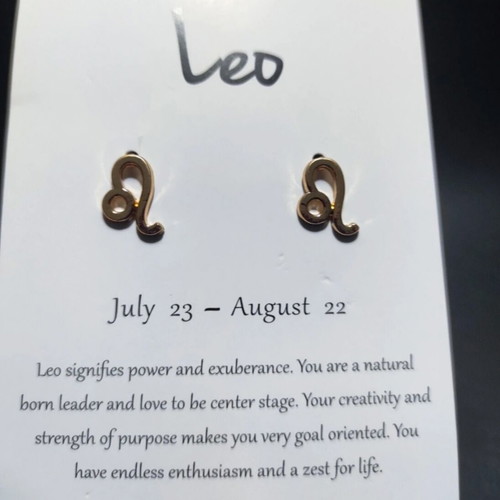 Leo earrings new in packaging faux bijoux