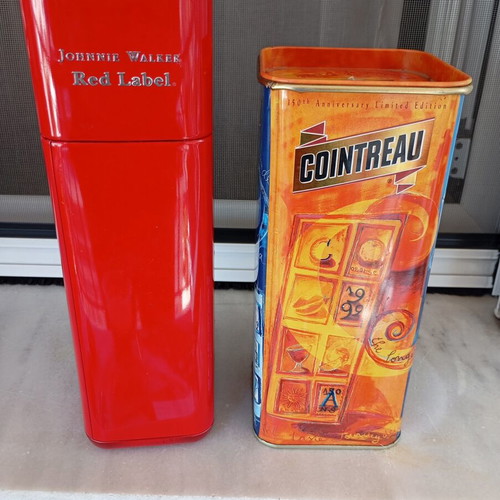 Collectible metal tins Johnnie Walker and Cointreau anniversary set like new