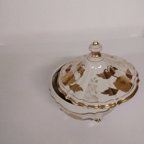 Porcelain fondantière used with handmade 24k gold painting 19×20 cm