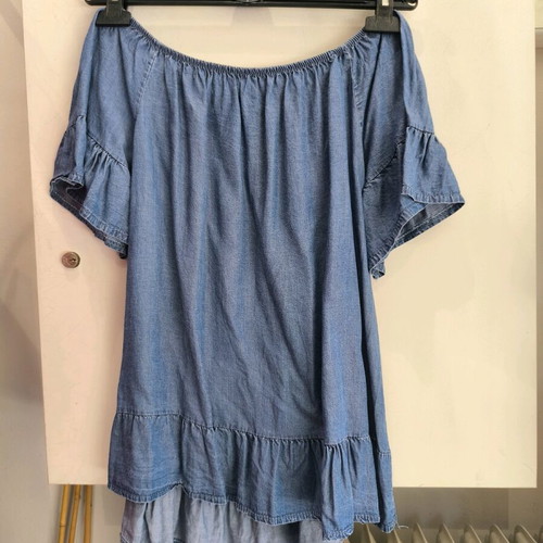Long blouse used, 100% cotton, blue, size M-L