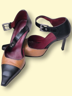 Tsakiris Mallas leather pumps used, size 36, black and brown