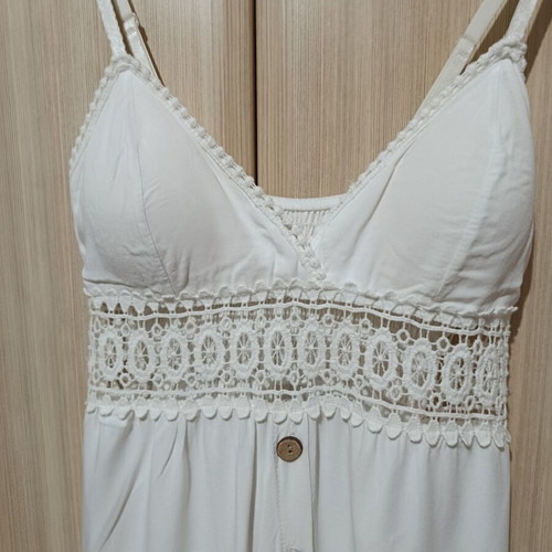 Dress with lace, viscose, size S, like new, white