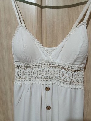 Dress with lace, viscose, size S, like new, white