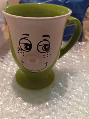 Ceramic mug Funny Face new, green with 3D nose