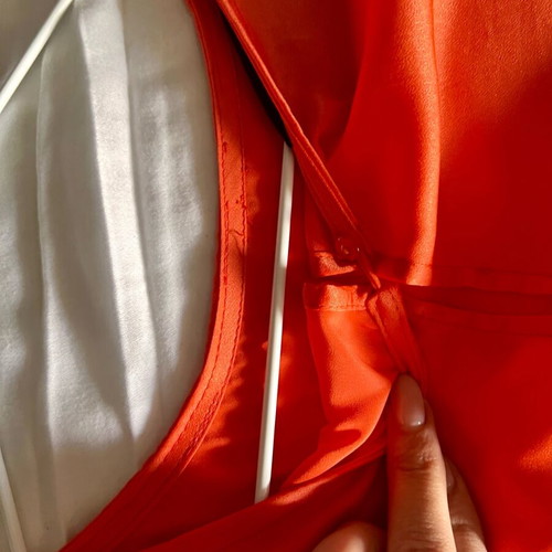 Satin dress orange like new, size S, Zoya
