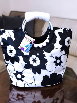 Large Beach Bag shopper new, black and white