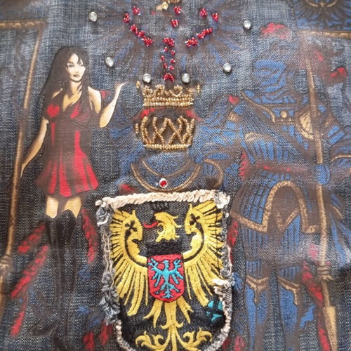 Vintage Y2K Embroidered Denim Jacket We-R Just Angels like new, size M, blue