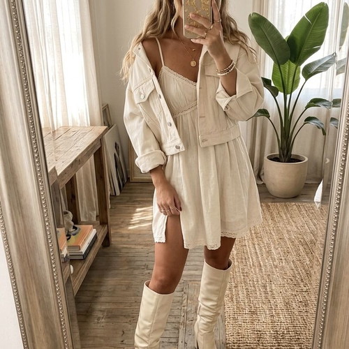 La Bottine Souriante beige knee-high boots used, size 37, 10cm heel
