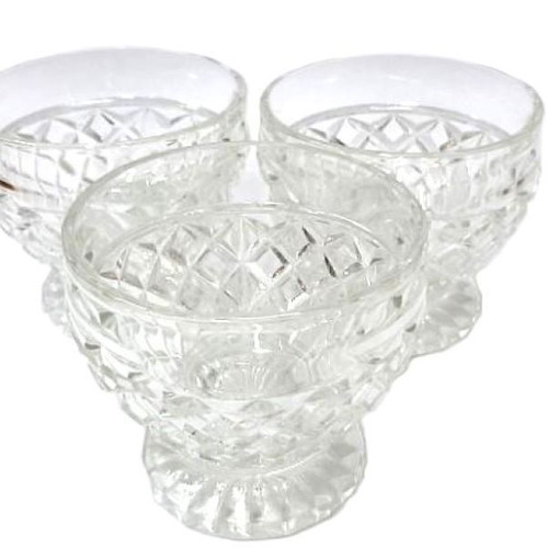 Pressed Glass Vintage Set of 3 Footed Cups like new