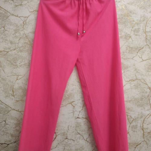 Wide cotton women's pants, fuchsia