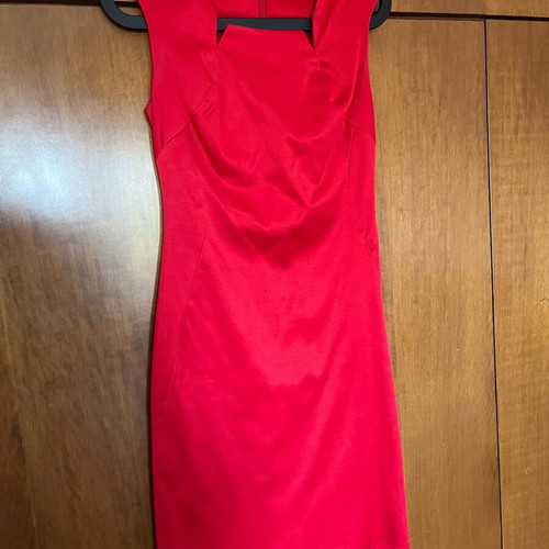 Satin elastic dress set with short jacket used, red