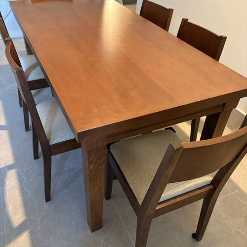 Wooden dining set 1.75 x 0.85 with 6 chairs used