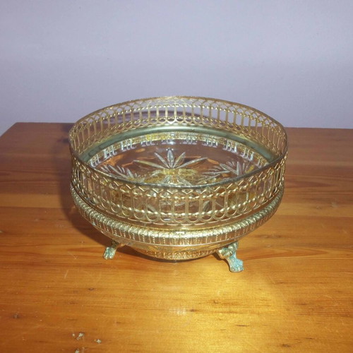 Tabletop metal fondue pot used with intricate decoration