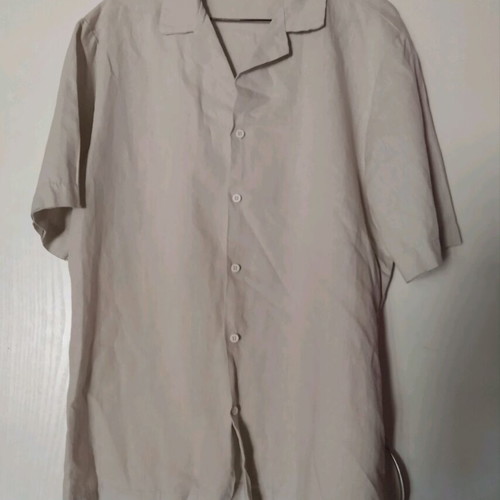 Miz-U linen short sleeve shirt size L beige like new