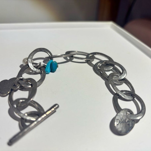 Danon bracelet silver tone with turquoise and pearl, like new