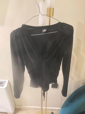 SunsetGo! black velvet bodysuit like new, size OS