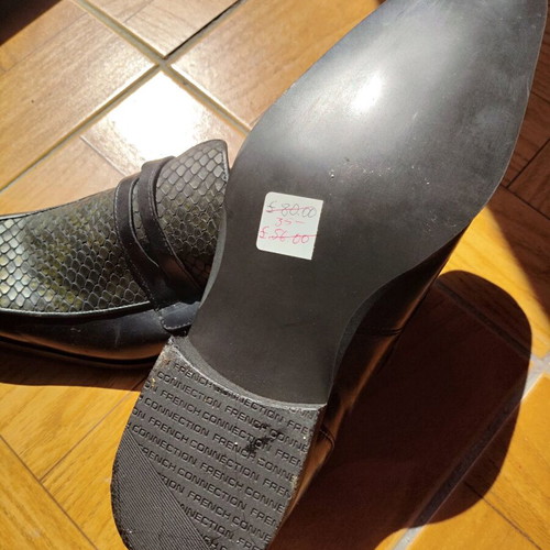 French Connection vintage black leather shoes with snake pattern never worn