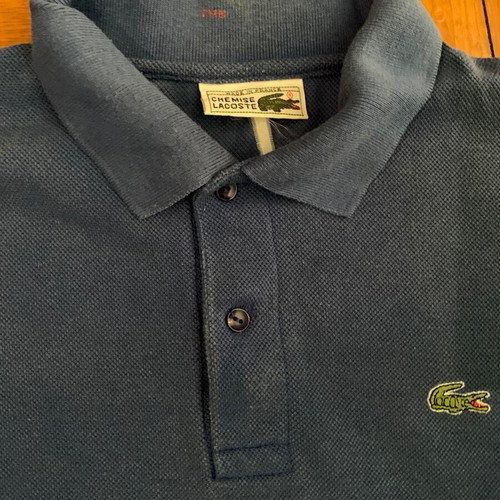 Lacoste polo shirt medium blue, made in France, 90s
