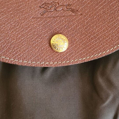 Longchamp backpack used, khaki, Le Pliage design
